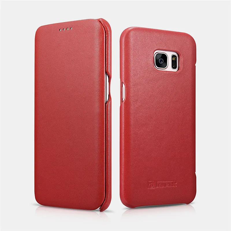 

ICARER Luxury Genuine Leather Slim Full Protective Magnetic Flip Folio Cover For Samsung Galaxy S7 5.5" Phone Case Coque