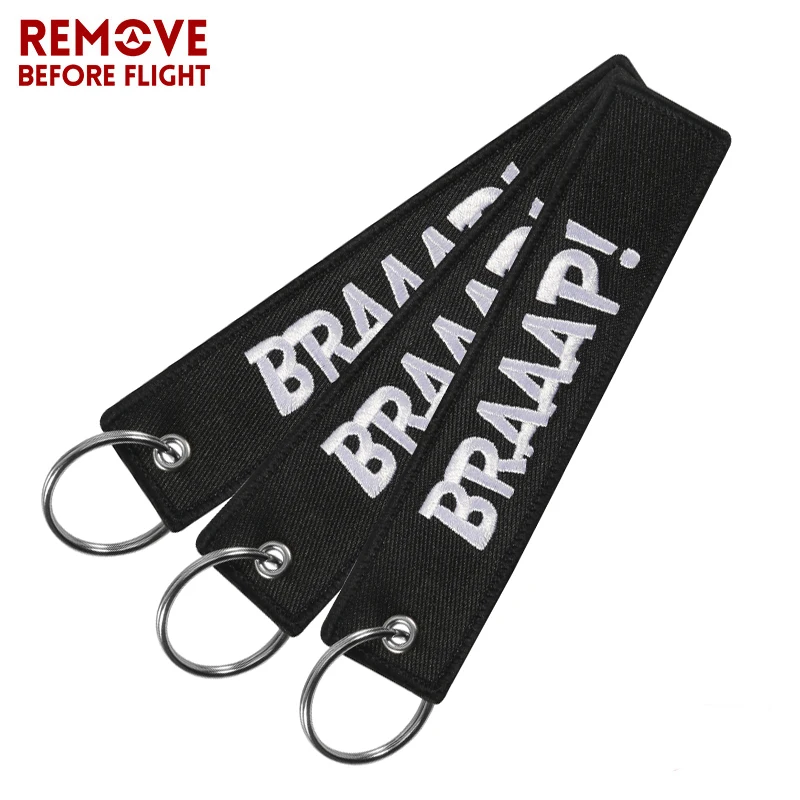 

3 PCS Fashion Car Keychain BRAAAP Embroidery Key Chain for Motorcycles and Cars Gifts Tag Key Fobs Holder OEM Keychain Keyring