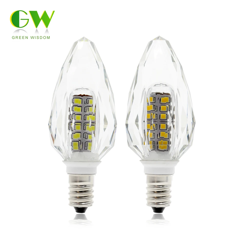 

K5 Crystal E14 LED Bulb Light Candle Lamp AC220V 4W White / Warm White for Chandelier Pendant Lamp.
