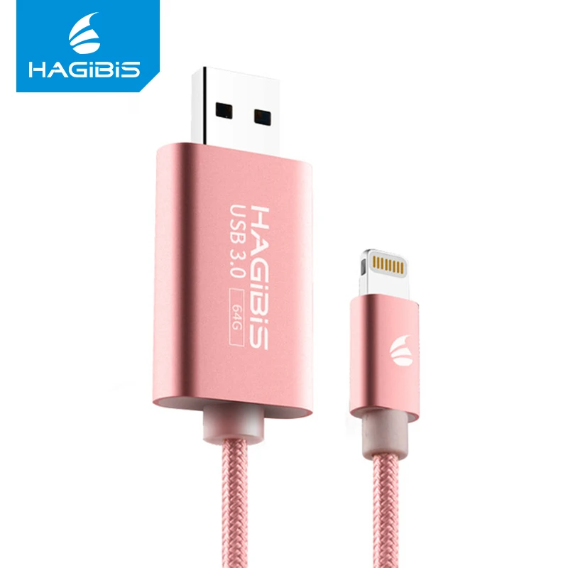 

Hagibis 3 in 1 Usb 3.0 Extension Cable and Usb Flash Drive USB Cable for iPhone 8 2.4A MFI for Lightning to USB Cable 32GB 64GB