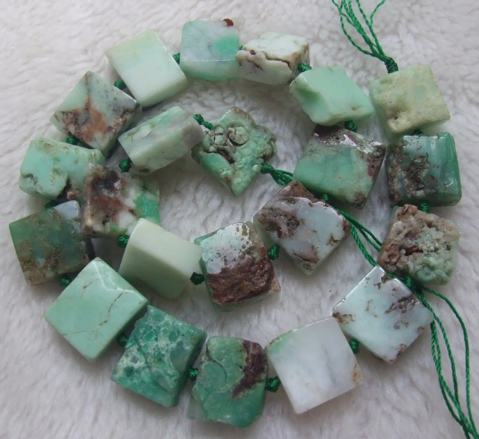 

15x18mm Natural Green Opal Rectangle Loose Beads 15.5"