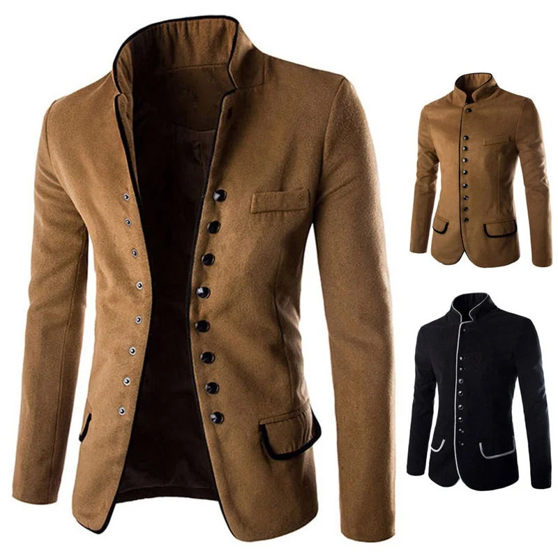Zogaa Men's Stand Collar Coat Slim Fit Suit Button Jacket Overcoat Blazers Tops Dress for men clothing 2018 male jacket coat