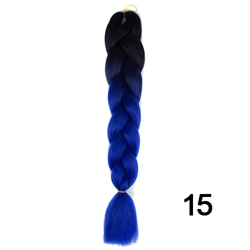 Шелковистые пряди, 24 дюйма, 100 г, Омбре, синтетические плетеные волосы для наращивания, для вязания крючком, косички, огромные косички, два тона, Омбре, цвет - Цвет: 15