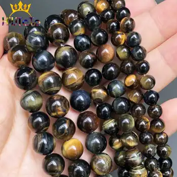 

Natural Stone Beads Blue Yellow Tiger Eye Loose Stone Beads For Jewelry Making DIY Bracelets Necklace Accessories 15'' 6/8/10mm