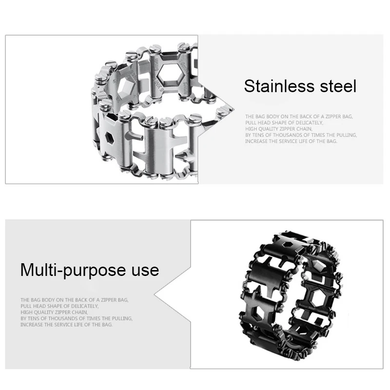 

Multi-function Bracelet Stainless Steel Wearable Bracelet Screwdriver Tool for Sailing Travel JA55