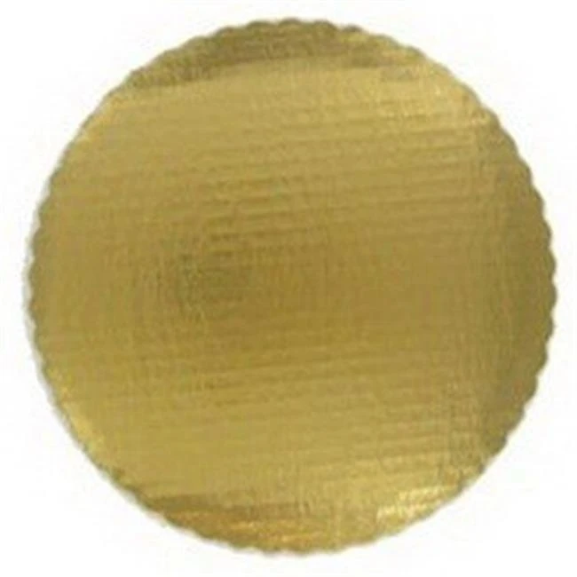Vineland 16574 CPC 12 in. Single Wall Corrugated Scalloped Edge Cake Circle Gold - Case of 100