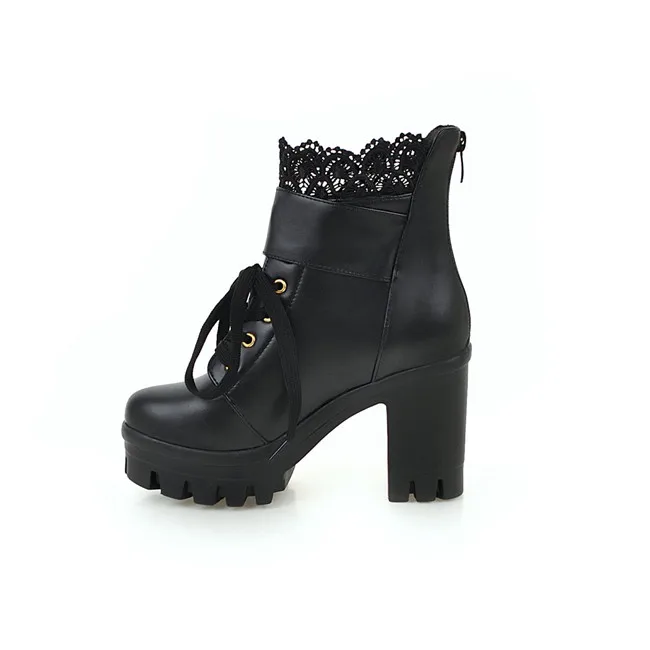YMECHIC/женские туфли в готическом стиле на высоком квадратном каблуке с ремешком и пряжкой; цвет белый, черный; мотоциклетные ботинки в стиле панк