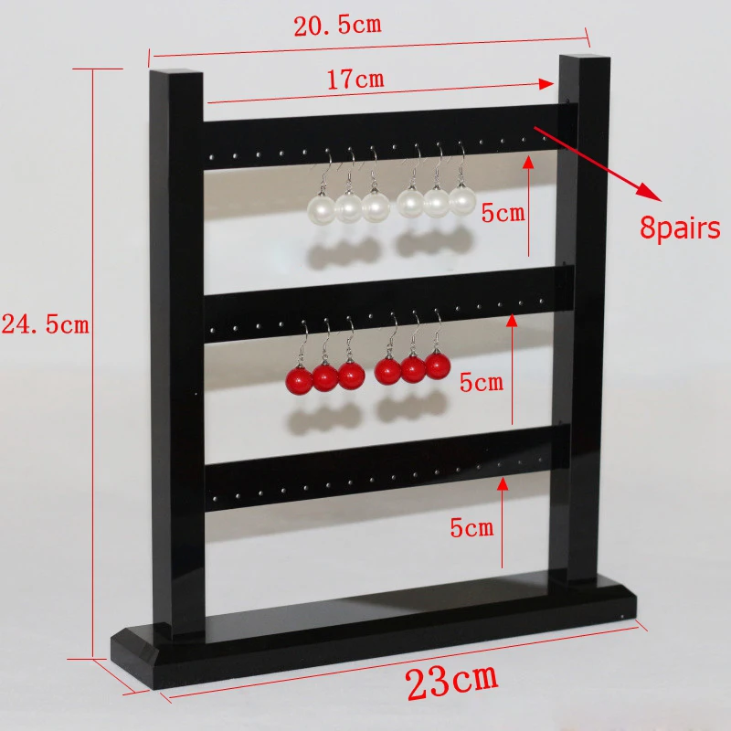 Топ акриловый плексиглас Висячие ювелирные изделия с длинными серьгами держатель выставочный элемент стойка ушной шпильки представление стойки Съемная витрина - Цвет: 3 layers black