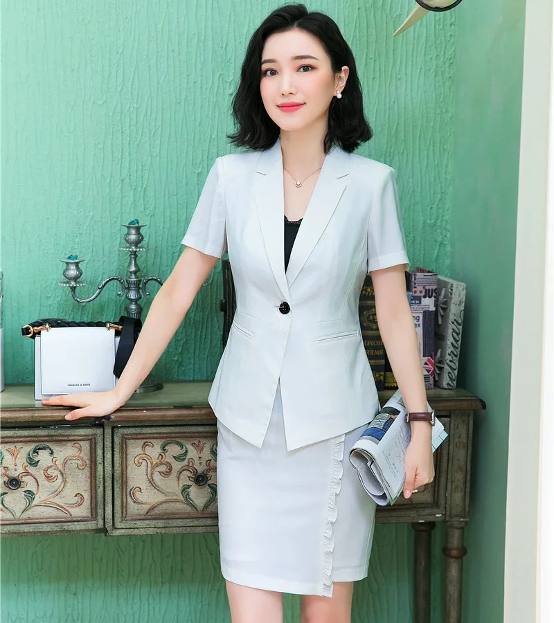short sleeve white blazer