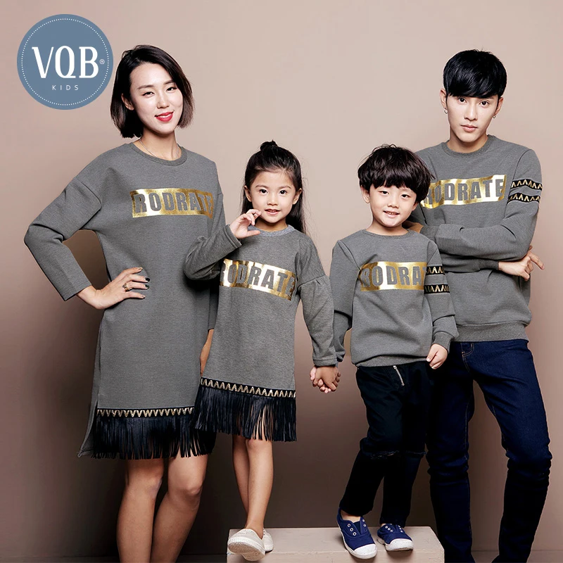 Fashion family vqb 2016 winter fashion tendrils mother and son family set letter bronzier thickening sweatshirt