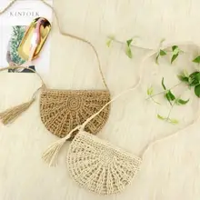 Для женщин Повседневное простой плетеная солома сумки из ротанга кошелек сумка через плечо Креста тела сумки
