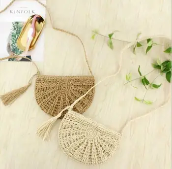 

New Women Casual Simple Straw Woven Rattan Bags Purse Shoulder HandBag Bag Cross Body Shopping Bags