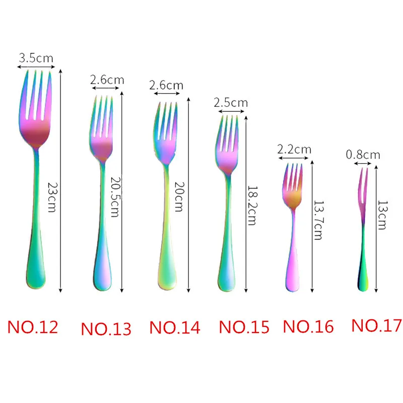 Радужных столовых приборов набор столовых приборов из нержавеющей стали набор серебряных приборов столовая вилка и нож ложка Прямая 1 шт
