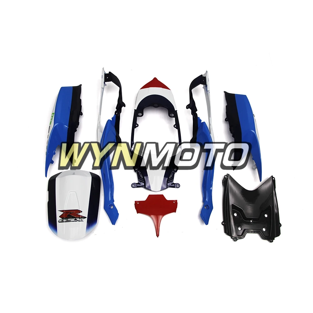 Полный комплект обтекатель для Suzuki GSXR600 750 K8 08 09 10 капоты ABS Пластик впрыска белого и синего цвета с черными полосами мотоцикл корпуса