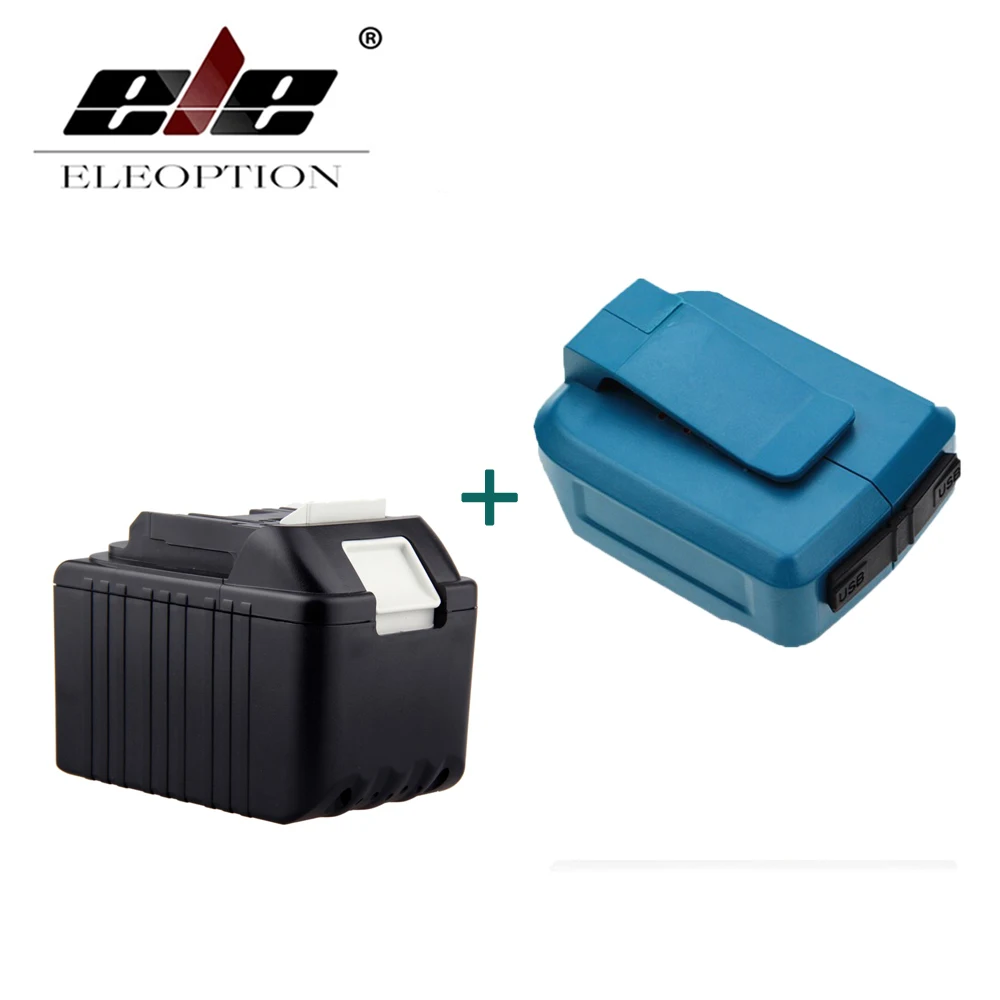 

ELEOPTION 18V 4500mAh Li-Ion Rechargeable Power Tools Battery For Makita BL1830 BL1815 194204 5 + Dual USB Charger Adapter
