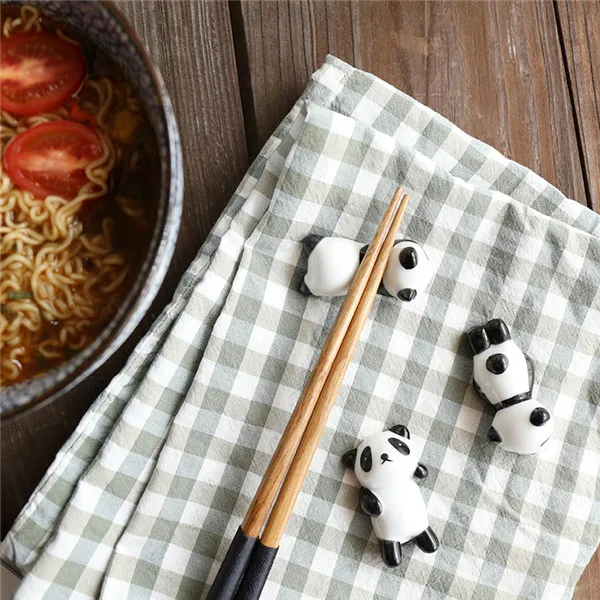 Cute Panda Chopsticks Stand Rest Ceramic Figure Toys 3pcs - 7