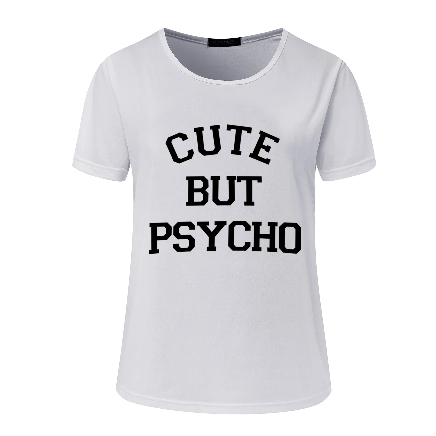 Летняя Новинка Harajuku стиль письмо милый but Psycho Печать Женская Круглый вырез повседневная свободная футболка с короткими рукавами Топ