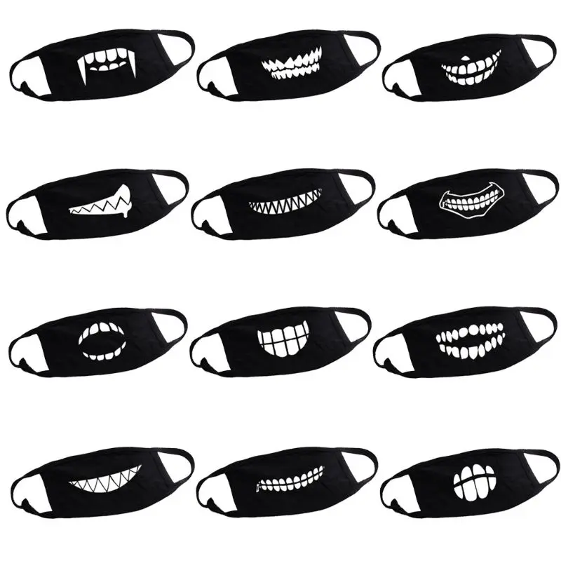 Zlowr унисекс Открытый Мультфильм зубы ПЕЧАТНЫХ ЛИЦО рот маска моющиеся хлопковые дышащие gai