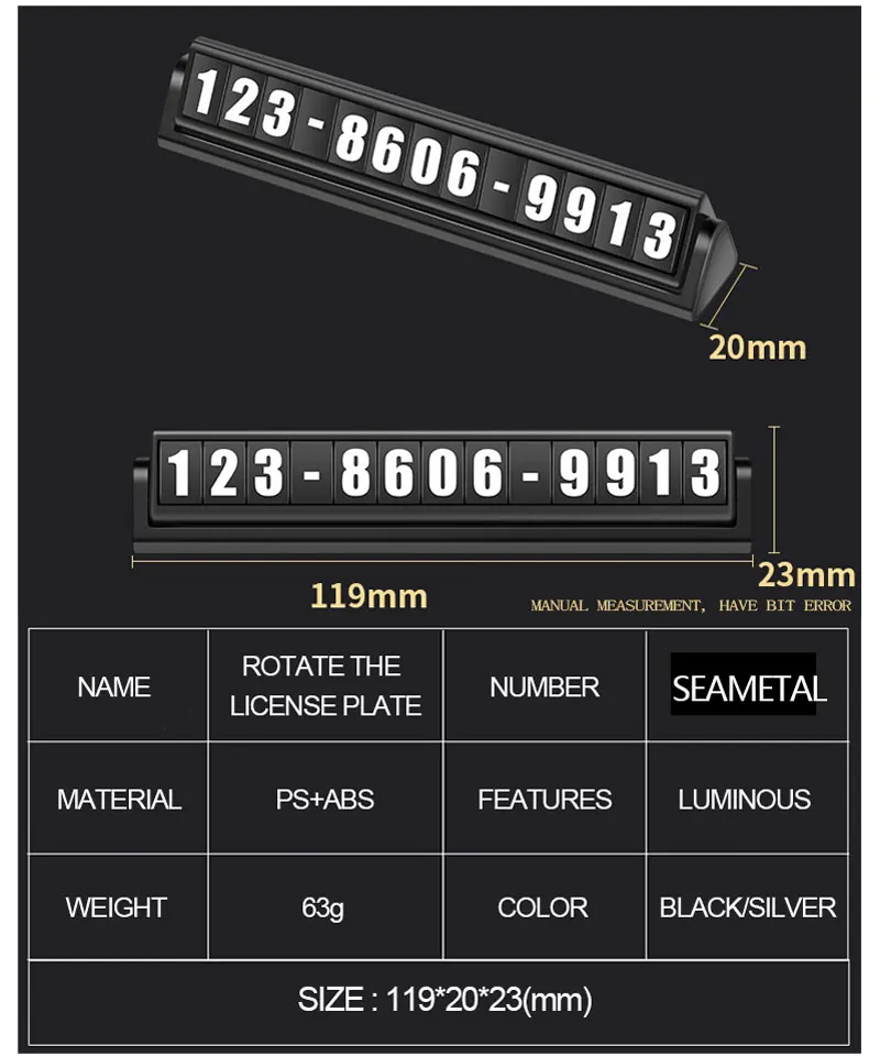 Car Temporary Parking Card Luminous Phone Number Night Magnetic Plate Cards Dual Number Sticker Hidden Auto Interior Accessories (5)