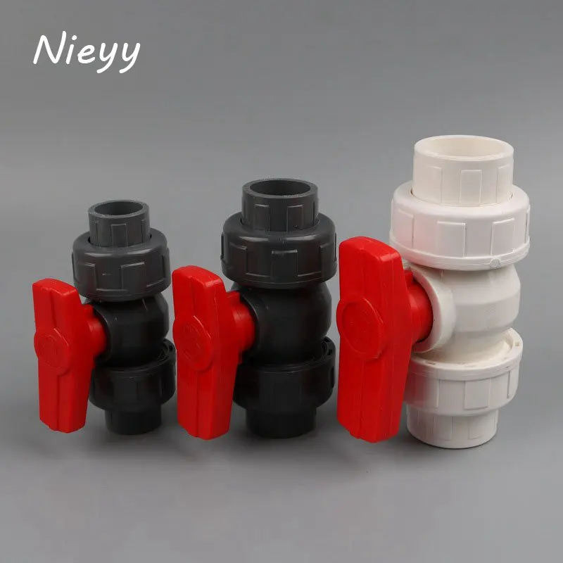 32 مللي متر إلى 32 مللي متر PVC الكرة صمام الاتحاد مشتركة زلة اغلاق صمام وصلات مواسير بلاستيكية السباكة ل 32 مللي متر خارج القطر الأنابيب انبوب ما...