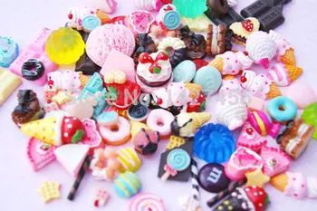 

50pcs/lot Decoden Sweets Deco Kawaii Flatback Resin Cabochons Cream Cake Assortment Assorted Pack Sweets Starter Pack