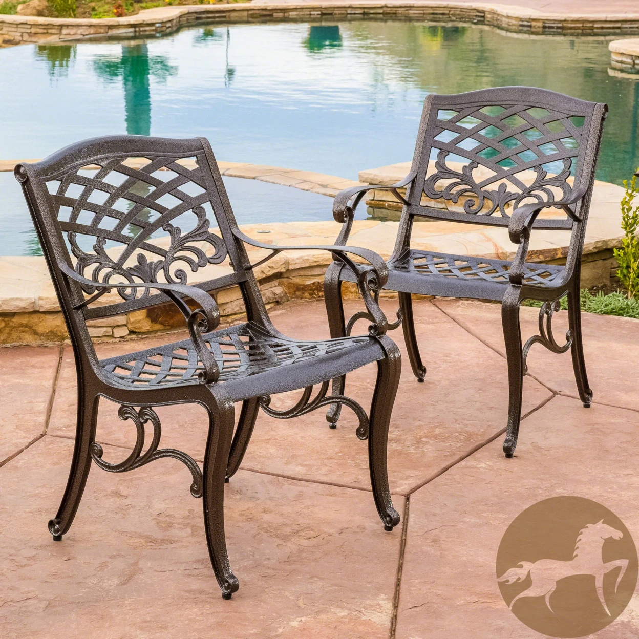 Covington Outdoor Cast Aluminum Dining Chair (Set of 2)