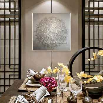 

Canvas painting cuadros decoration Wall art Pictures for living room home decor Hand silver oil painted quadro modern abstract93