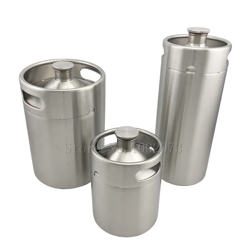 

5L/4L/2L Stainless Steel Mini Keg Beer Growler Portable Beer Bottle Home Brew Beer Making Bar Accessories Tool
