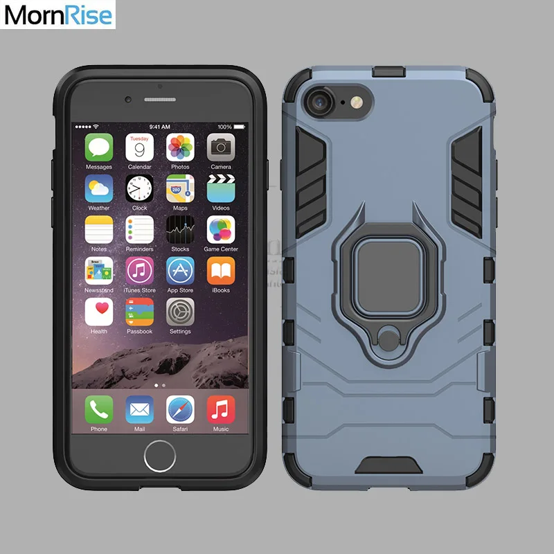Luxury Tough Hybrid Armor Phone Cover For Apple iPhone 6 6S 7 8 Plus Case Kickstand Metal Finger Ring Car Magnet Holder | Мобильные