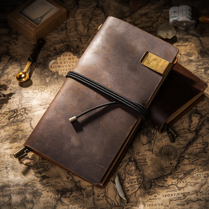 

junetree Vintage Travelers Notebook Diary Notepad Leather Spiral Literature Note Book Paper Journal Planners