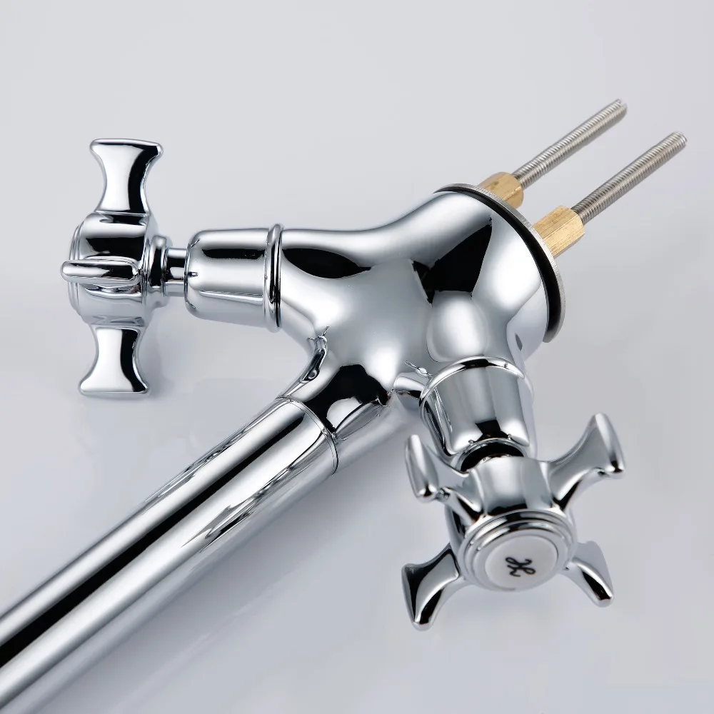 Kitchen Sink Faucet 360 Degree Swivel Mixer Tap Dual Cross Single Hole Chrome Silver Solid Brass Faucets Wholesale Smesiteli 