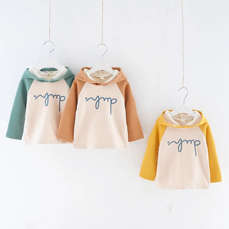 

Baby Boy Infant Warm Sweatshirt Letter Printed Long Sleeve Hooded Pullover Hoodie Tops Autumn Baby Girls Outfit Clothes 1-4T