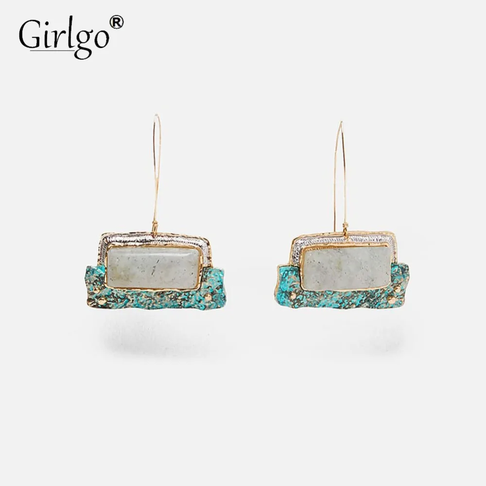 

Girlgo Boho 2019 New ZA Drop Earrings Wedding Jewelry For Women Fashion Dangle Hanging Statement Earrings Party Bijoux Gifts