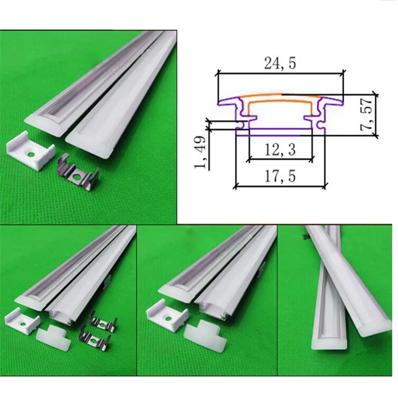 10X1 м встроенный алюминиевый профиль для светодиодный полосы, молочно-белый/прозрачная крышка для детей возрастом от 12 мм 5630 pcb, светодиодный свет бар, ленты для освещения жилищного