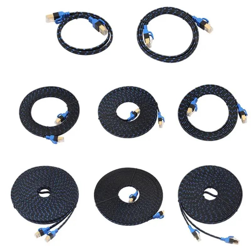 

Dual Interface Gold Plated Connector Ethernet Cable RJ45 Cat7 Lan Cable Network Flat Cable Wire with Fibre for Router Switch