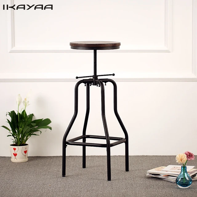 IKayaa Retro Stil Bar Hocker Höhe Einstellbare Dreh Natürliche ... IKayaa Retro Stil Bar Hocker Höhe Einstellbare Dreh Natürliche ...