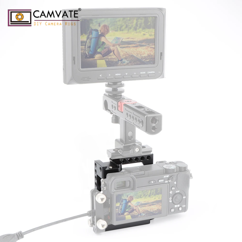CAMVATE Камера клетка Риг с креплением для вспышки Холодный башмак и 1/4 &quot 20 нитей Sony