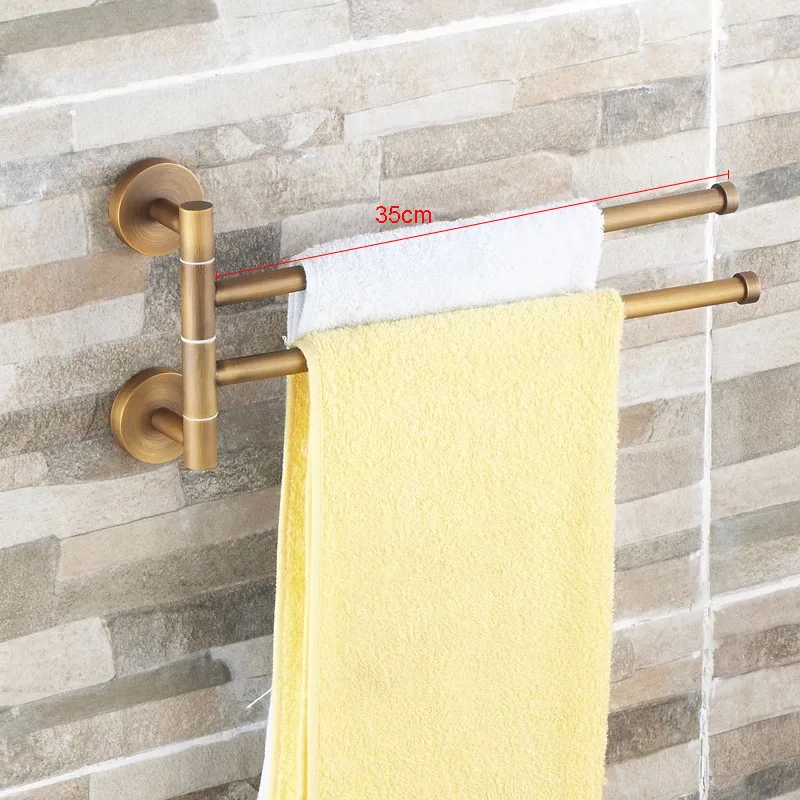 

BECOLA European bathroom towel hanger Bronze movable towel rod Folding rotary towel rack Antique activities towel bars BR-88012