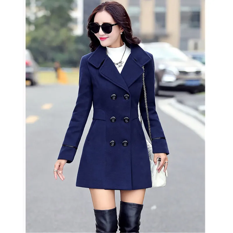 UHYTGF Autumn And Winter Wool Jacket Womens Clothing Medium Length Woolen Coats Slim Wild Elegant Female Korean Outerwear 3XL124 3