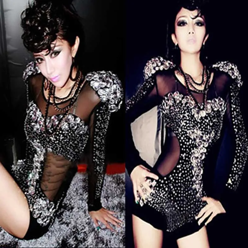 

2020 New Rhinestone Jazz Dance Modern Dance Costume Fashion High Quality Beyonce Dancing Dress Singer Costume For Stage Show