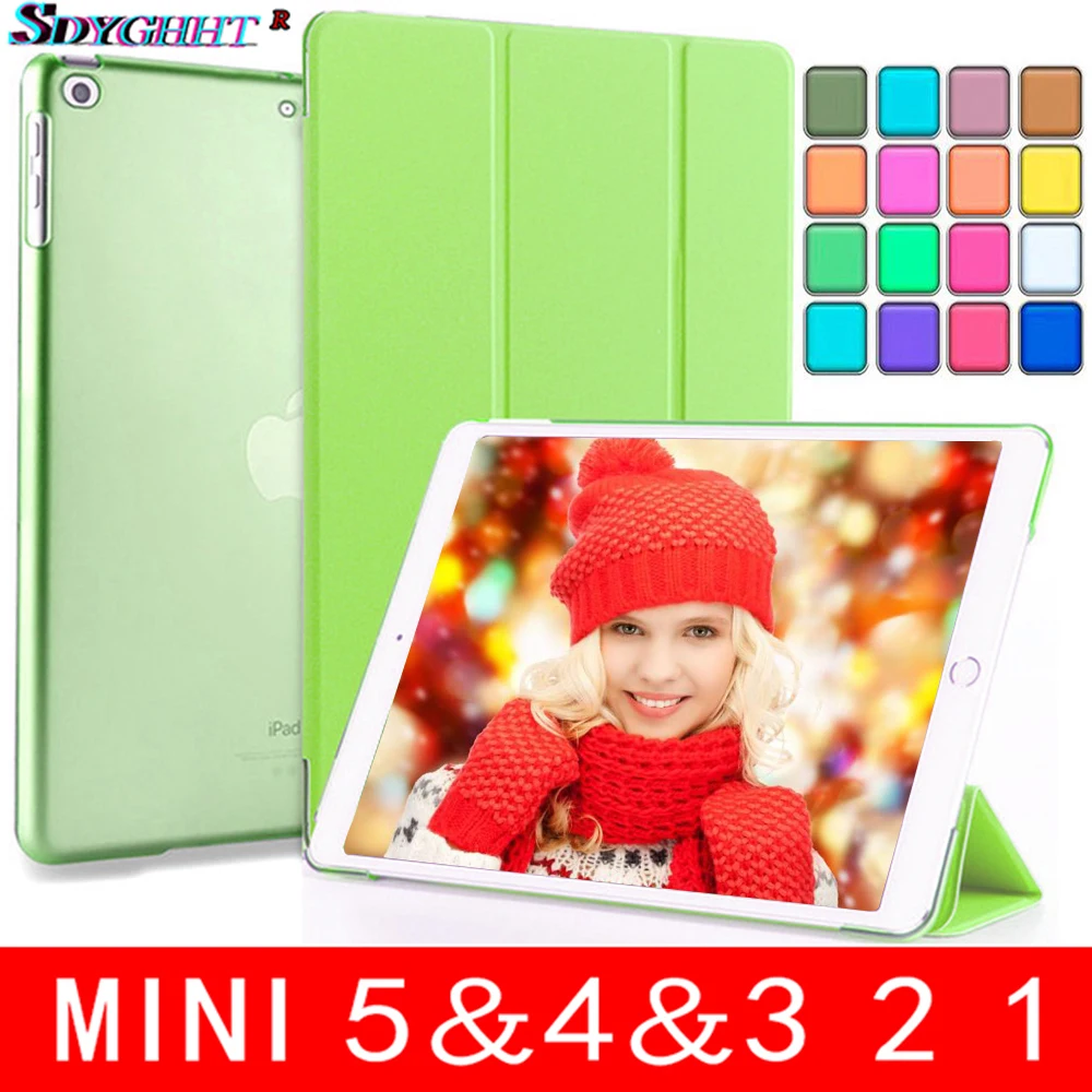 

Case for iPad Mini 5 4 3 2 1 Case SDYGHHT PU Leather hard Back Trifold Stand Auto Sleep/Wake up Smart Cover for iPad Mini 5 2019