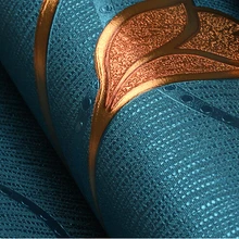 Современная роскошная 3D рельефная настенная бумага ПВХ водонепроницаемая гостиная спальня фон настенная бумага цветочный Настенный Рулон Бумаги синий хаки