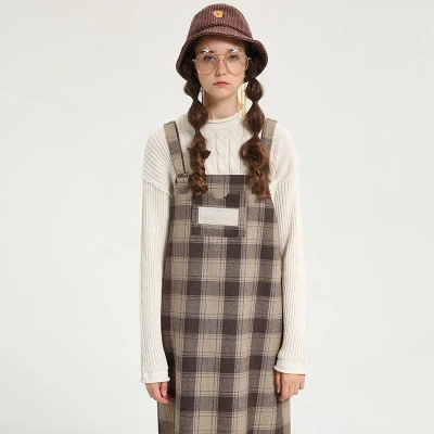 plaid skirt overalls