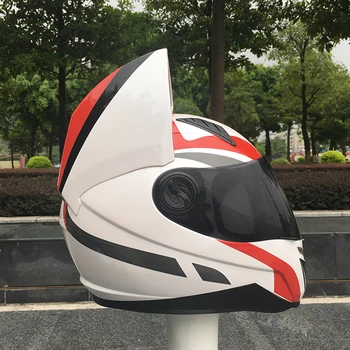 

free shipping motorcycle cat ears helmet women motorcross equipment protect satefy helmet full face motor helmet ECE approved