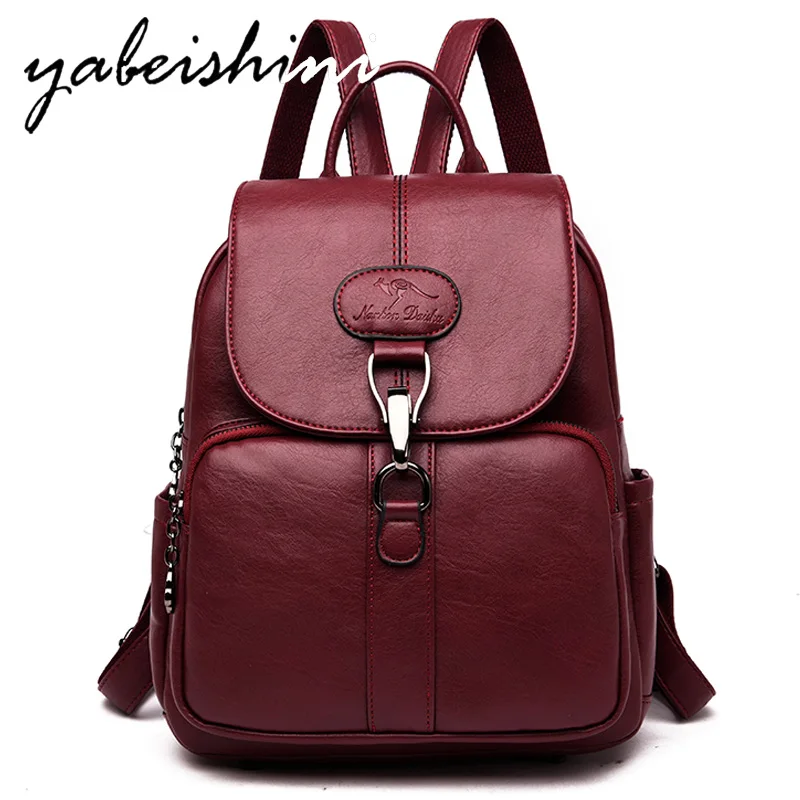 

2019 Flip cover Female backpack women's High quality leather mochila feminina Women's travel backpack Sac a Dos Femme School bag