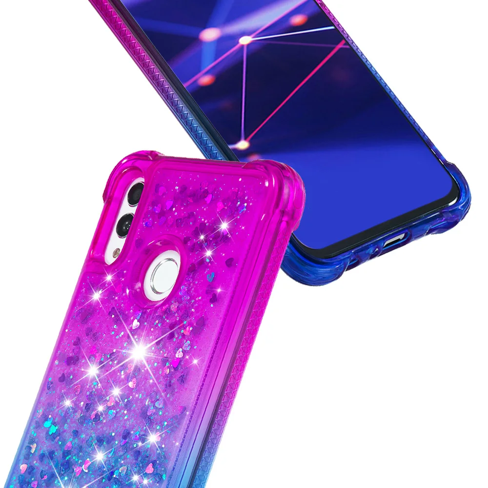 Блестящий чехол с жидкостью для Huawei Honor 10 Lite P Smart 2019 блестящий динамическим