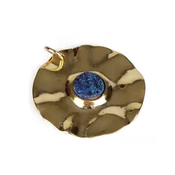 Новый дизайн ожерелье полный технологии кулон с природным камнем золотого листового металла ожерелье как для мужчин, так и для женщин FUZE0019
