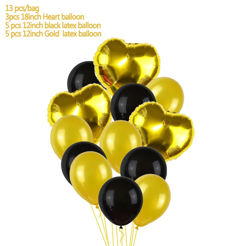 Золотистый и черный латекс шары надувные, украшение свадеб номер воздушный шар из фольги Baby Shower День рождения поставки гелиевые шары