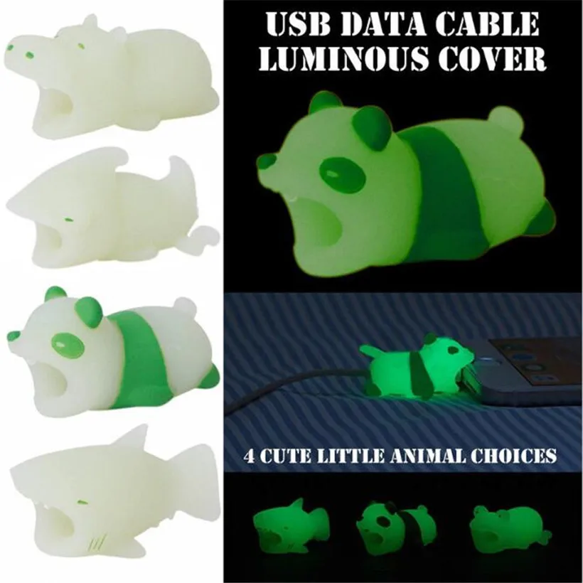 

Funny Creative Cable Bite Glow In Dark IPhone Protector Creative Chompers Winder Cute Animal Model Funny Toys Gadget Gifts