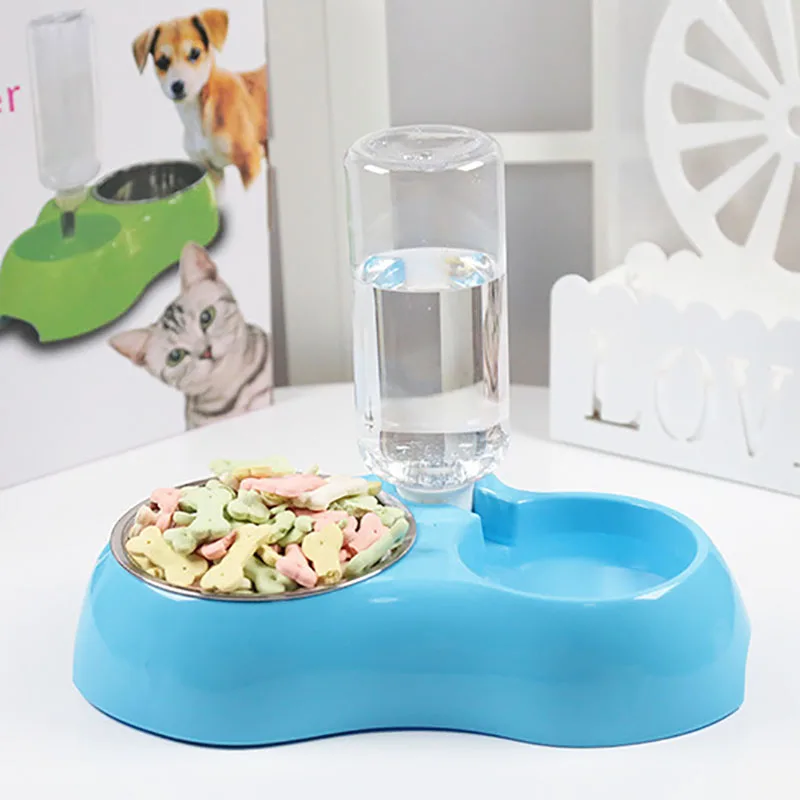 Pet Feeder Plastic Dual Port Automatic Feeder Water Drinking Feeding